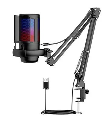 Microphone Studio Kit Podcast Recording Cardioid Condenser RGB